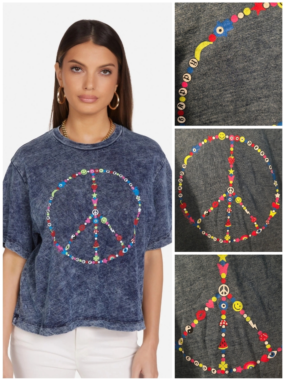 Lauren Moshi Charm Peace Sign Rue tee